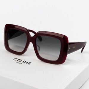 NEW Celine CL40263F 69B 3 DOTS Bordeaux Gradient Smoke Geometric Sunglasses